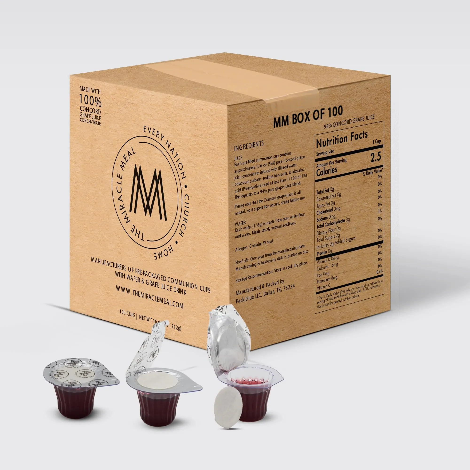 Pack It Hub The Miracle Meal Pre-filled Communion Cups and Wafer Set