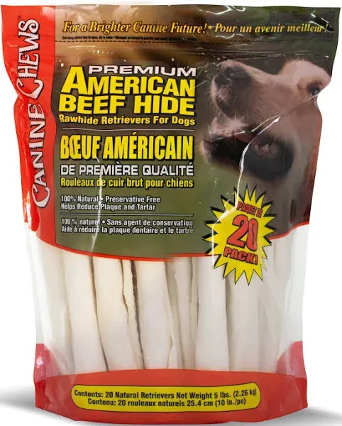 Canine Chews Premium American Beef Hide Retriever Rolls