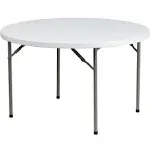 Plastic Development Group 4' Fold in Half Round Folding Banquet Table - White