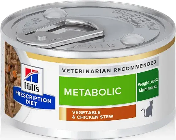 Hill's Prescription Diet Metabolic Weight Management Canned Cat Food, Vegetable & Chicken Stew - 24 cans, 2.9 oz each