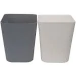 rejomiik Small Trash Can Plastic Garbage Can Wastebasket Container Bin for Bathroom, Office, Bedroom, Kitchen, Home and Dorm Room Essentials, Kids Rooms, Square, 1.6 Gallon, 2 Pack Grey