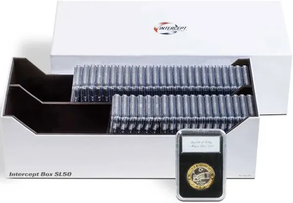 LIGHTHOUSE - Storage Box SL 50 for 50 Coin Slabs Including PCGS, NGC, ANACS with INTERCEPT Technology Corrosion Protection (12 5/8" x 6" x 3 7/8")