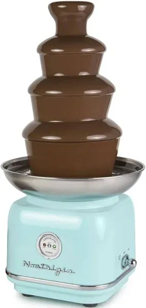 Nostalgia 4 Tier Electric Chocolate Fondue Fountain Machine for Parties - Melts Cheese, Queso, Candy, and Liqueur - Dip Strawberries, Apple Wedges, Vegetables, and More - 32-Ounce - Aqua