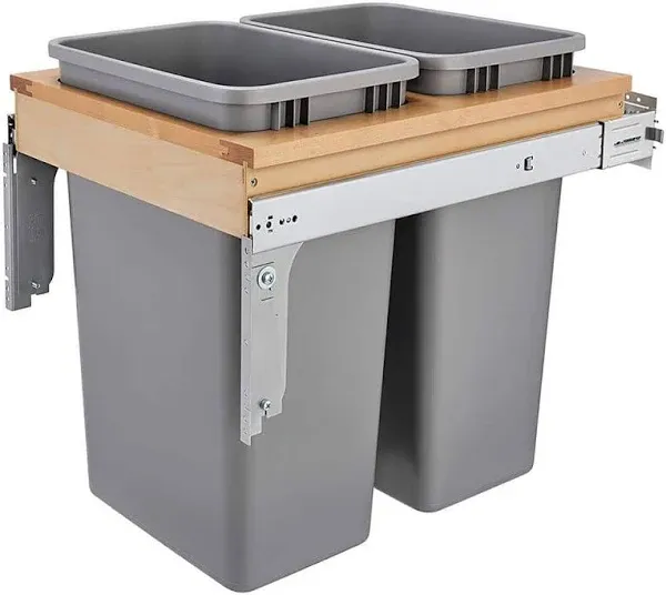 NewGray Pull Out Top Mount Trash Can w/ Soft-Close, 50 Qt