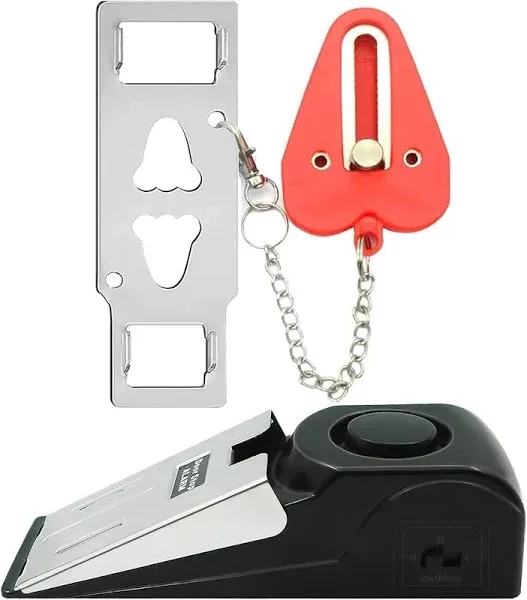 Upgraded Portable Door Lock &amp; Door Stop Alarm Dual Protection Security Door K...