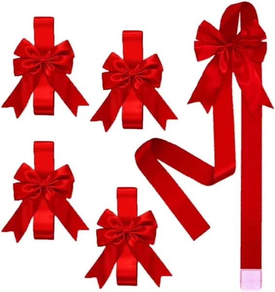 4 PCS Cabinet Door Festive Ribbons and Bows Decoration Holidays, Red