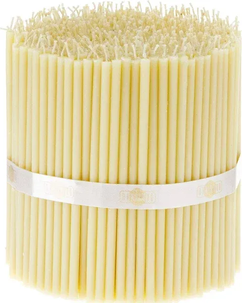 Danilovo Pure Beeswax Candles - No-Drip, Smoke-Less, Tall, Thin Taper Candles – Decorative Candles for Church Prayer, Decor or Birthday Candles – Honey Scented – 6.3 in, Ø 0.2 in (White, 50pcs)