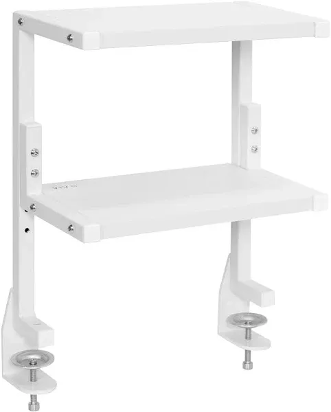 VIVO Black Clamp-on Above or Below Desk 2-Tier Shelving Unit