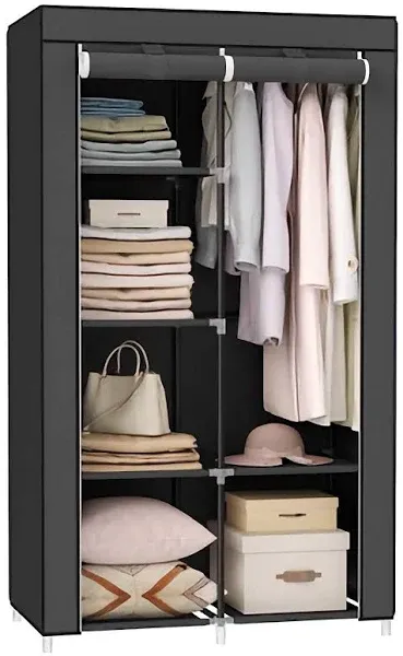 SONGMICS Portable Closet, 34.6 Inch Large Capacity Wardrobe Closet Organizer with Fabric Cover, Hanging Rods And Shelves