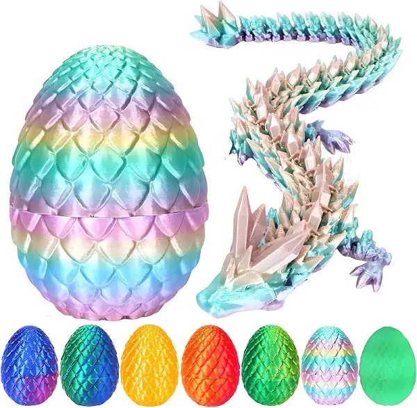 YILCER 3D Printed Dragon Egg Mystery Crystal Dragon Egg Fidget Toys Surprise Articulated Crystal Dragon Eggs with Dragon Insid