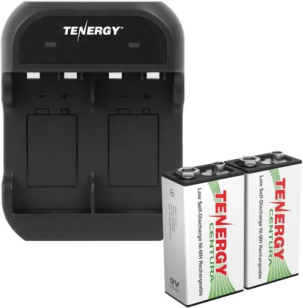 Tenergy TN141 2 Bay 9V Charger Combos with 9V NiMH Rechargeable Batteries