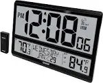 Sharp Atomic Clock - Atomic Accuracy - Never Needs Setting! - Jumbo 3" Easy to Read Numbers - Indoor/ Outdoor Temperature Display with Wireless Outdoor Sensor - Battery Powered - Easy