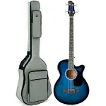 Best Choice Products Acoustic Electric Bass Guitar - Full size, 4 String,, Blue