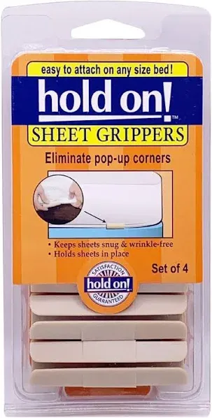 FRESH IDEAS Grips – Easy to Use Sheet Holders Adjustable to Fit Bedding Accessories, Packaging May Vary, 4 Count (Pack of 1)