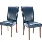 Parsons Dining Chairs Set of 2, Upholstered Nailhead PU Leather Dining Room K...