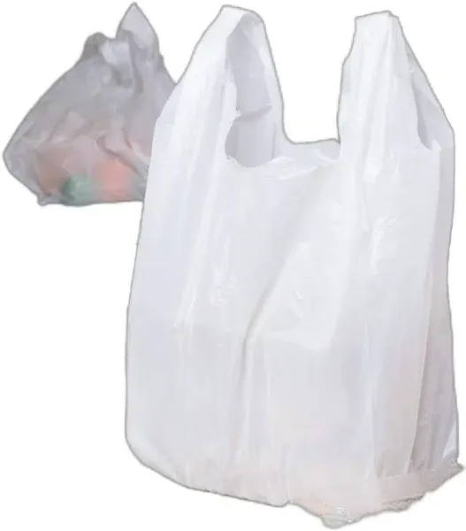 Carry-Out Plastic Bag-Black Plain T-Shirt Bag 11.5"x6.5"x21.5" 0.6 ML (Black, 300/Bags)