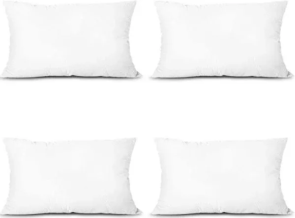 EDOW Throw Pillow Inserts, Set of 2 Lightweight Down Alternative Polyester Pillow, Couch Cushion, Sham Stuffer, Machine Washable. (White, 16x16)