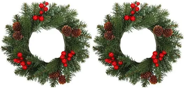 Haute Decor Adjustable Candle Ring Mini Wreath 2 Pack