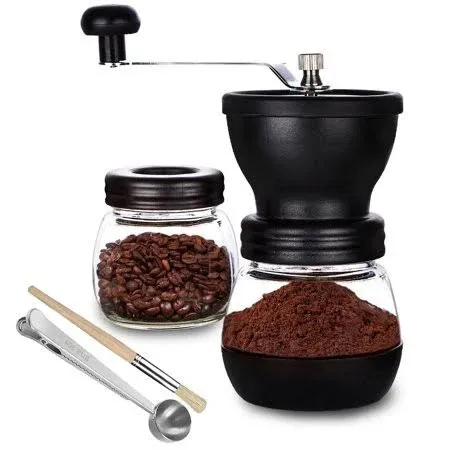 Manual Coffee Bean Grinder with Ceramic Burr, Hand Coffee Grinder Mill Small ...