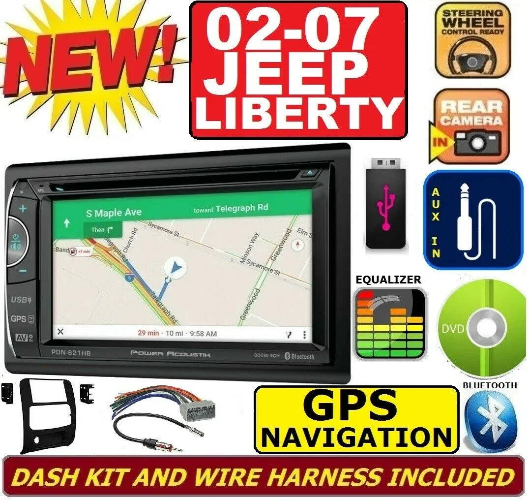 Power Acoustik PDN-621HB Double DIN DVD/CD/AM/FM/MP3/MP4 Bluetooth Navigation Receiver with 6.2" LCD Touchscreen