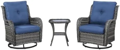 3-Piece Rocking Swivel Chair Set with Table