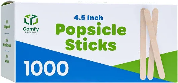 Comfy Package 1000 Count 4.5 Inch Wooden Multi-Purpose Popsicle Sticks