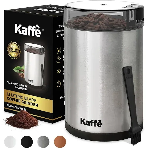 Kaff Kaffe One-touch Coffee Grinder Electric w/cleaning Brush Stainless Steel