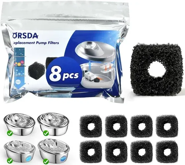 ORSDA Cat Water Fountain Pump Filters Pet Sponges... 