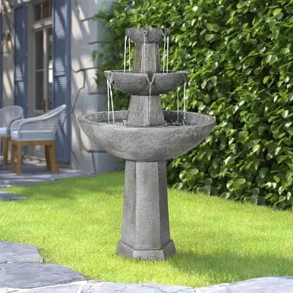 3-Tiered Outdoor Water Fountain and Birdbath