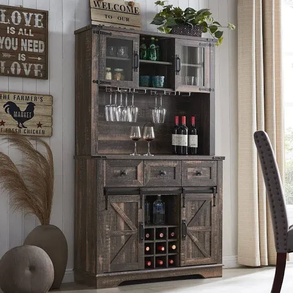 Okd 72" Bar Cabinet with Sliding Barn Door