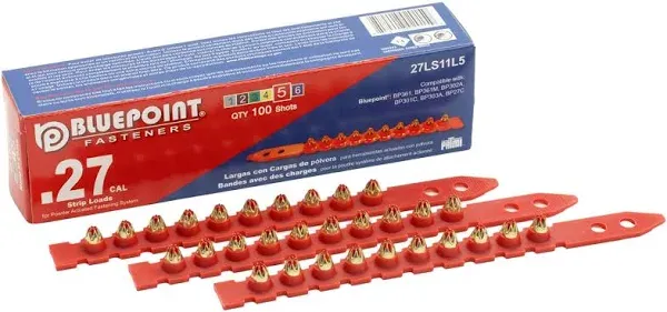 Blue Point 0.27 x 4.5 in. Plastic Strip Head Powder Loads (Red)