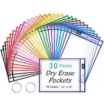 SUNEE 30 Packs Oversized Reusable Dry Erase Pocket Sleeves