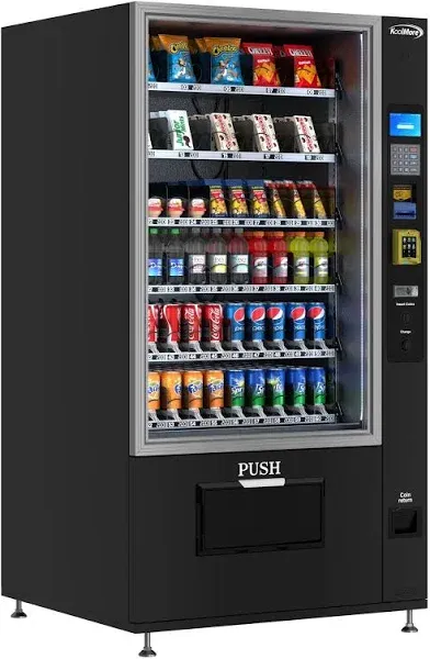 KoolMore KM-VMR-40-BR Snack Vending Machine, Bill Acceptor and Credit Card Reader in Black, 60 Slots/Refrigerated