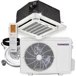 Pioneer 12,000 BTU 21.5 SEER 115V SEER 8-Way Compact Cassette Mini-Split Air Conditioner Heat Pump System Full Set, 25 ft