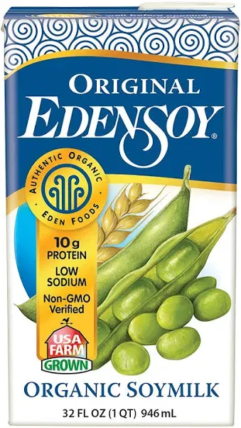 Eden Foods Organic Unsweetened Soymilk - Case of 12 - 32 fl oz.