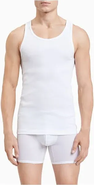 Calvin Klein Men&#039;s Cotton Classic 5-Pack Tanks, White, Medium