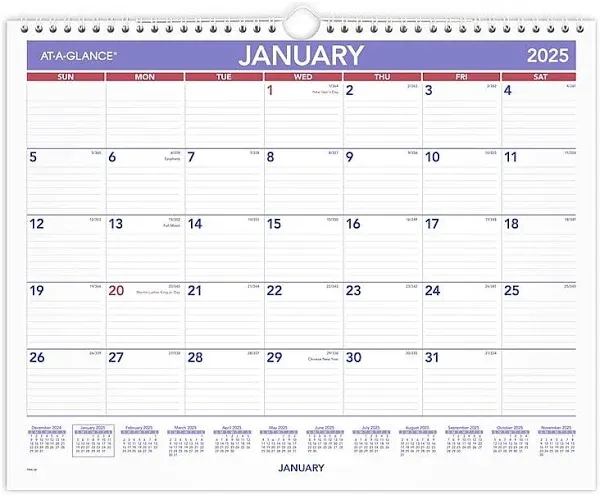 AT-A-GLANCE Monthly Wall Calendar 15 x 12