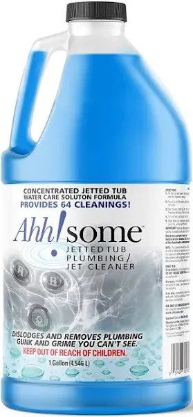 AhhSome 2 in 1 Jetted Tub & Hot Tub Cleaner Serum, Powerful Spa Bath, Hot Tub & Jetted Tub System Cleaning Solution for Jacuzzis & Whirlpools, 1 Gallon (64 Treatments), Professional Grade, Made in USA