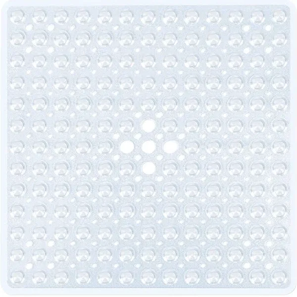 SlipX Solutions Essential Square Shower Mat, 21"x21", Grippy Textured Surface, 25% Stronger Suction Cups, Non-Slip Shower Floor Mat for Bathers of All Ages, Fits Standard Shower Stalls & Tubs, Blue