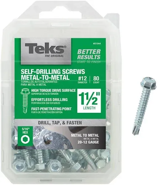 teks Screw #12 x 1-1/2 in. External Hex Flange Self-Drilling Screws