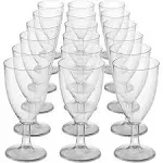 JoyServe Bulk 7 oz Plastic Disposable Wine Glasses - (Pack of 24) Clear BPA-Free Plastic Wine Glasses with Stem and Party Drinking Glass Cups for