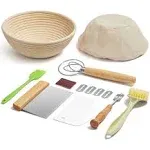 Kootek Sourdough Bread Baking Supplies, 9 inch Round Sourdough Starter Kit, Baking Tools Banneton Bread Proofing Basket with Bread Lame, Dough