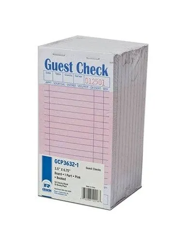 - GCP3632-1-IN Pink Guest Check Board, 1 Part Booked with 15 Lines, Package of 1