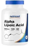 Nutricost Alpha Lipoic Acid 600mg Per Serving 120 Capsules, 60 Servings - Plant Based Caps, Non-GMO