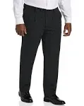 Oak Hill by DXL Men's Big and Tall Easy Stretch Pleated Dress Pants Black 64 x 32