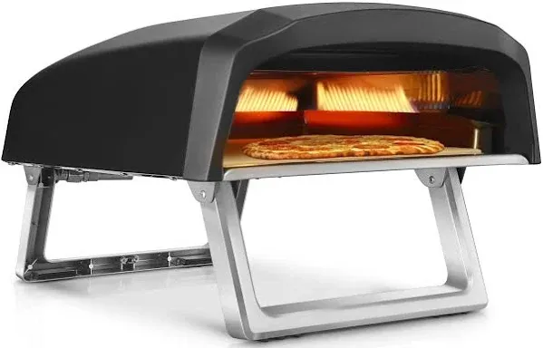 Nutrichef Portable Outdoor Pizza Oven - GAS Fired, Fire & Stone