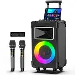 Jyx Karaoke Machine, 10" Woofer Big Bluetooth Karaoke Speaker, Portable Party Speaker with 2 Wireless Mics, Party Lights & Bass/Treble/Echo