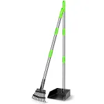 Tooge Pooper Scooper, Dog Pooper Scooper Long Handle Stainless Metal Tray and Rake for Large Medium Small Dogs Heavy Duty