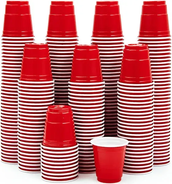 Comfy Package Mini Plastic Shot Glasses 2 oz. Red 300 Count