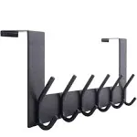 WEBI Over The Door Hook Door Hanger:Over The Door Towel Rack with 6 Coat Hooks for Hanging,Towel Hanger Door Coat Hanger, Black